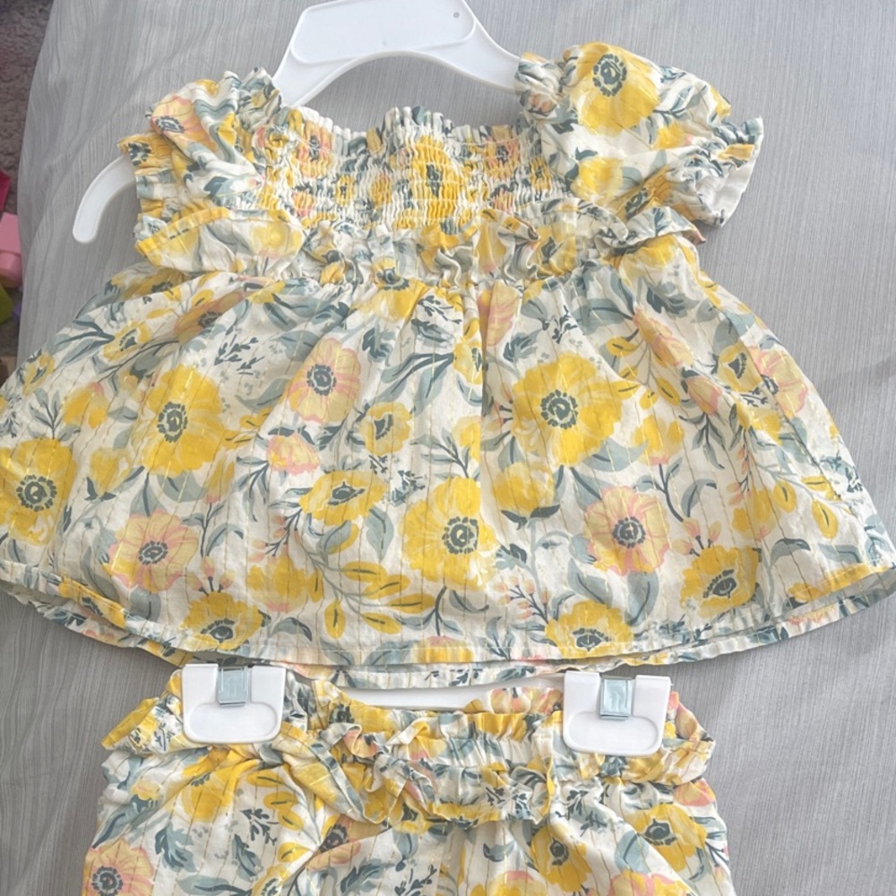 Cupcakes & Cashmere Kids Dress with Yellow Floral Design with hat